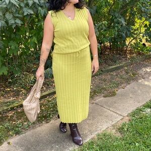 V-Neck Ribbed Knit Matching Set